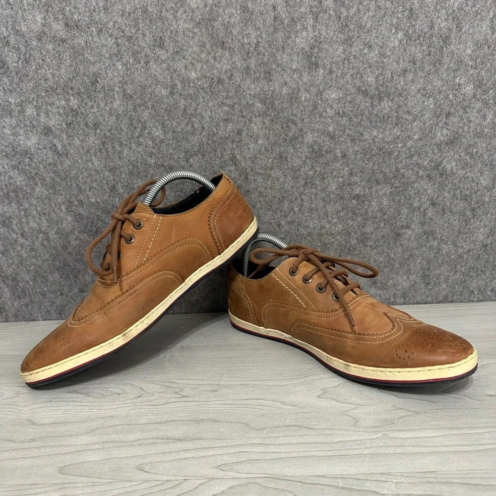 River Woods RW 95 Mens Tan Leather Brogue Wingtip Sneakers Size 42‎ US 8.5